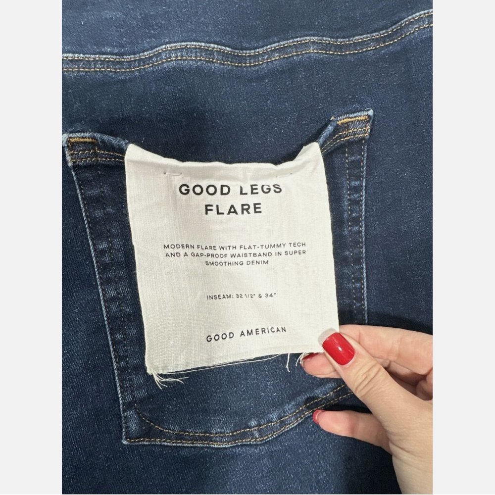 NWT‎ $89 Good American [ 8/ 5XL ] Pull-On Flare Jeans in Indigo Blue #S813 - Picture 15 of 16
